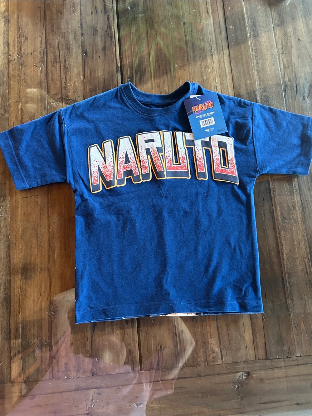 Primark Blue Naruto Graphic Tee with Red-White Lettering